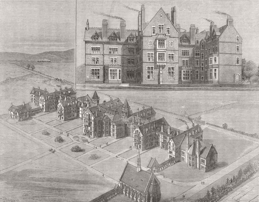 CAMBS. Cavendish College, Cambridge 1879 old antique vintage print picture